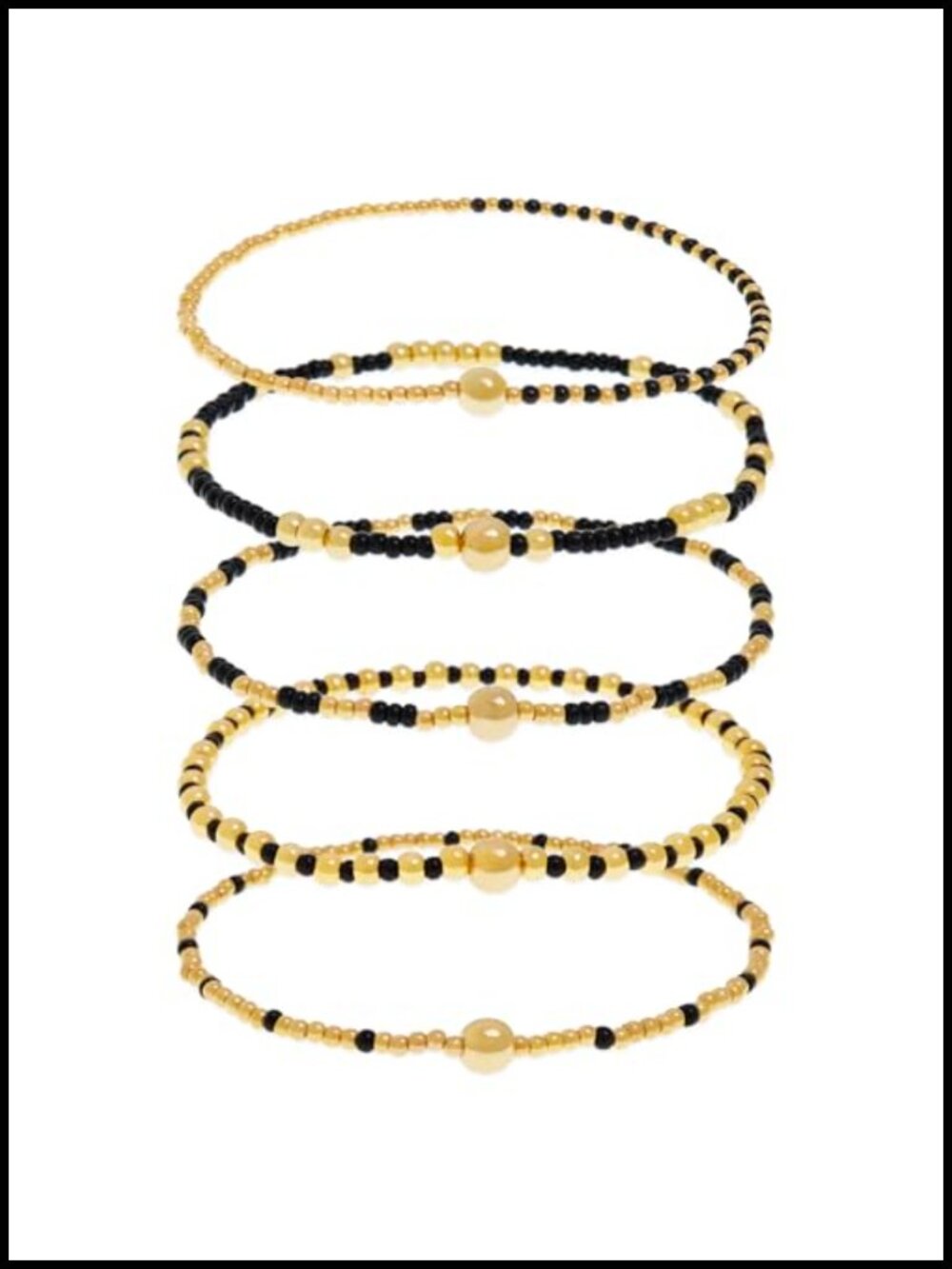 Gold Tiny Beaded Bracelets Set, 5Pcs Boho Stretch Stackable Bracelet